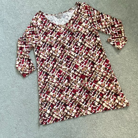 - J. Jill Loose Blouse Printed 3/4 Sleeved Top Stretchy Flowy SMALL     - J49 - Picture 4 of 7